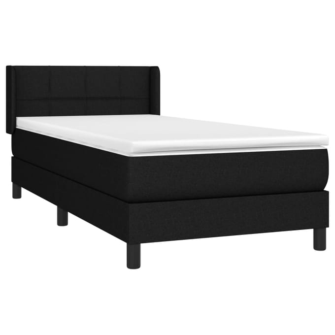 vidaXL - Boxspring - met - matras - stof - zwart - 80x200 - cm