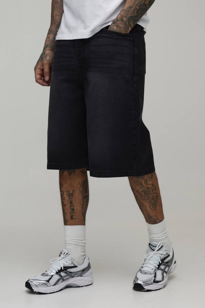 Tall Essential Relaxed Fit Denim Jorts | Washed Black | Size 56