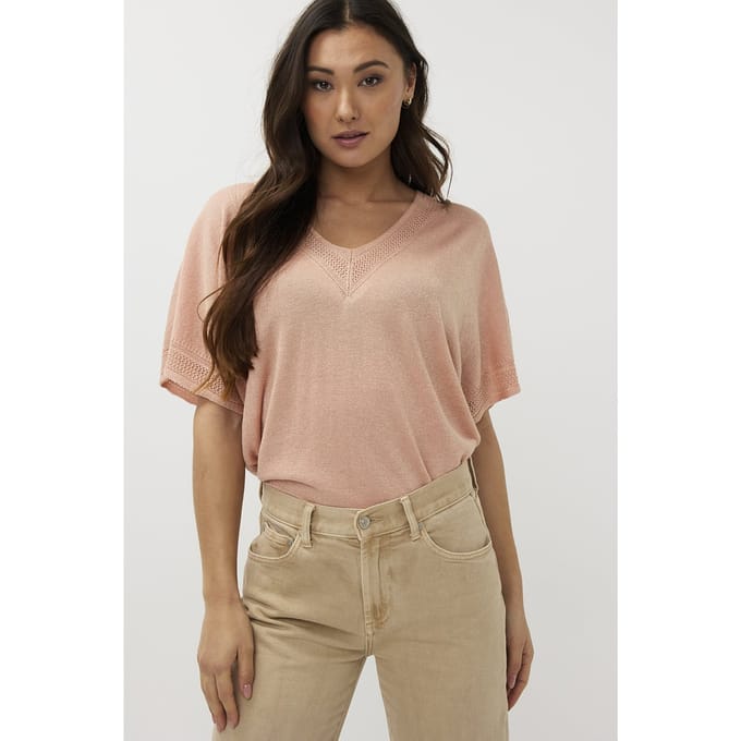 EsQualo Sweater Batwing Pointelle Lurex Light Apricot Taglia: S | Maglioni a maglia Outlet | Donna | Arancia