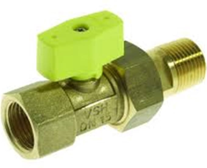 VSH gaskogelkraan messing recht m. knop 1/2" bi.dr.xkoppeling conische bu.dr.