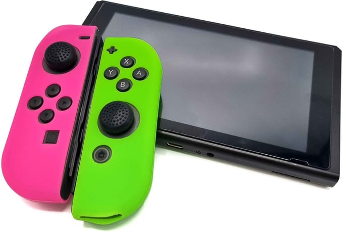 Gadgetpoint - Hoesjes & Skins voor Nintendo Switch 1 - Performance Gaming Case - Soft Grip Covers - Anti-Slip Joy-Con Controller Accessoires - Groen/Roze