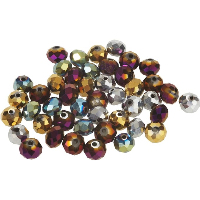 Glas gesneden kralen, 8 mm, 45 stuks - Metallic