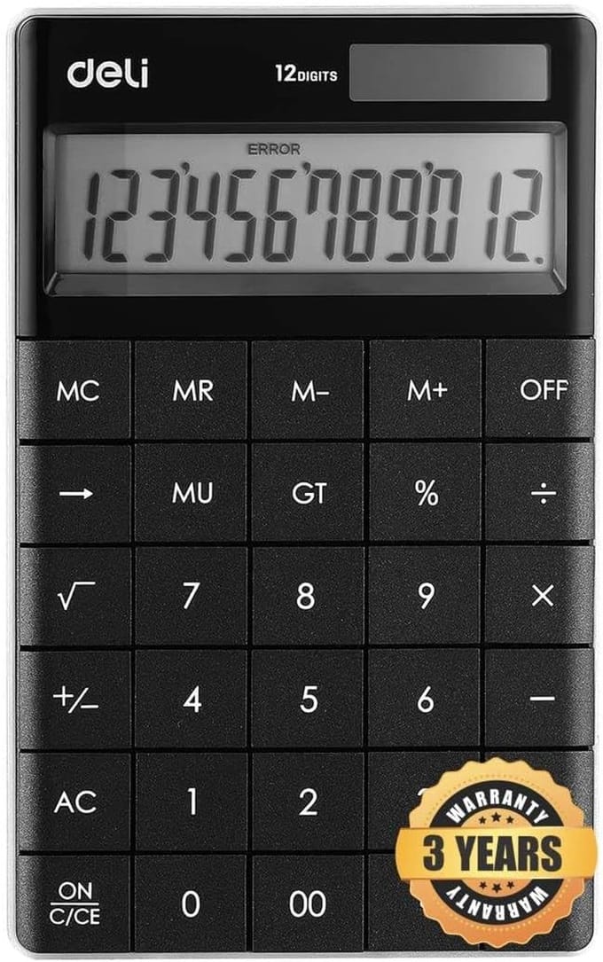 Compacte Rekenmachine - Desktop Calculator - Zakelijk Gebruik - Acryl Oppervlak Dual Power - 23 x 11 x 2 cm