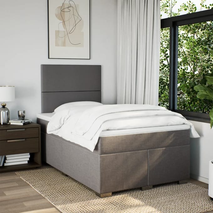 vidaXL - Boxspring - met - matras - stof - taupe - 120x190 - cm