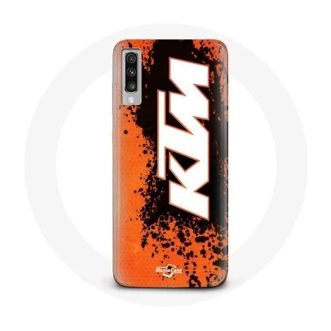 Coque pour Samsung Galaxy A50 KTM Logo blanc fond orange