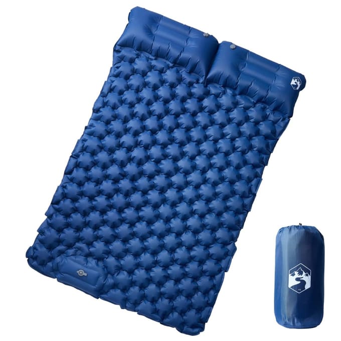 vidaXL - Kampeermatras - met - kussens - zelfopblazend - 2-persoons - marineblauw