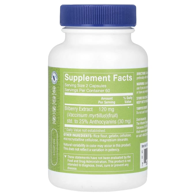 The Vitamin Shoppe, Extrait de myrtille, 120 mg, 120 capsules (60 mg par capsule)