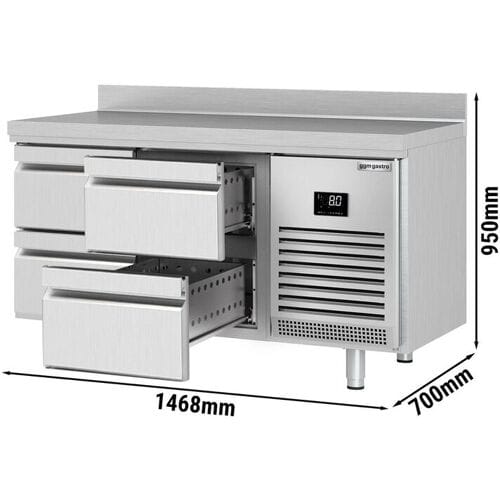 GGM Gastro Kühltisch Premium PLUS - 1468x700mm - 4 Schubladen - Aufkantung