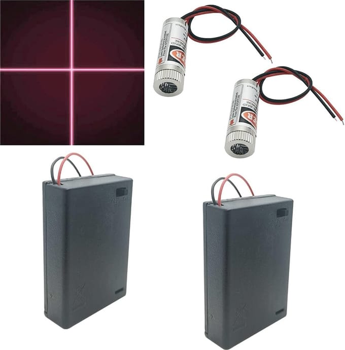 Focusbare Rode Kruislaser Module 650nm - 2 Stuks met AA Batterijhouders