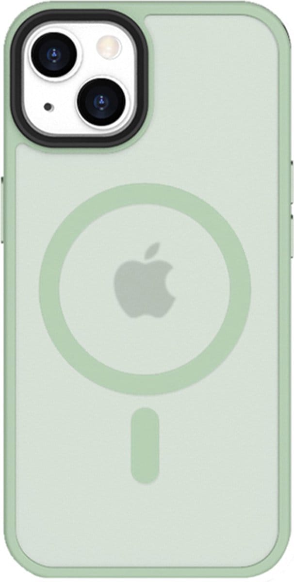 iDenn hoesje voor iPhone 14 Plus Mat Transparant Mint Groen geschikt voor MagSafe