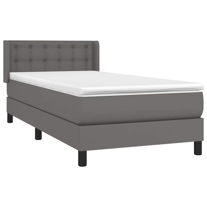 vidaXL - Boxspring - met - matras - kunstleer - grijs - 80x200 - cm