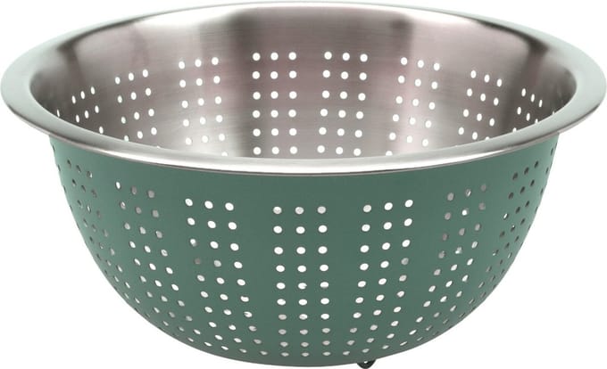 Excellent Houseware RVS keuken vergiet/zeef - afgieten etenswaren - groen - 24 x 11 cm