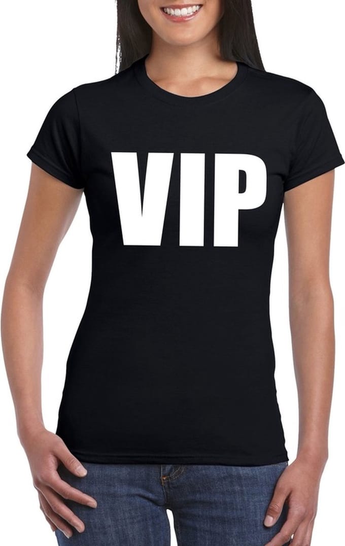 VIP tekst t-shirt zwart dames L