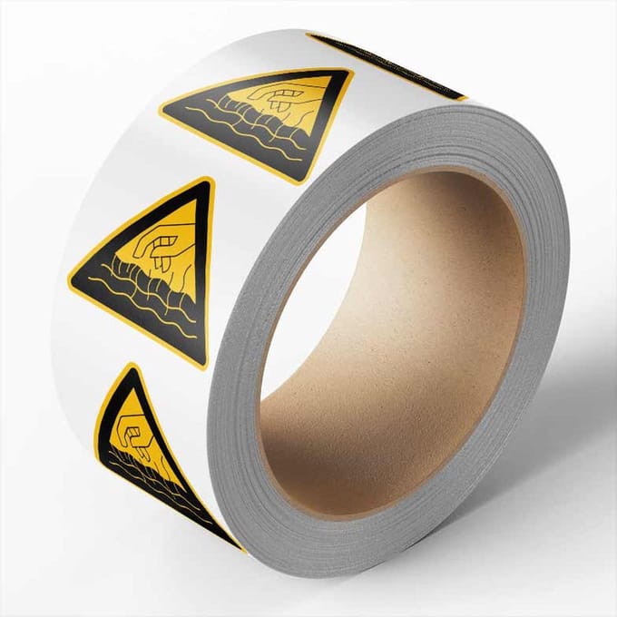 Hete vloeistoffen sticker op rol, 25 meter 200 mm - 105 per rol