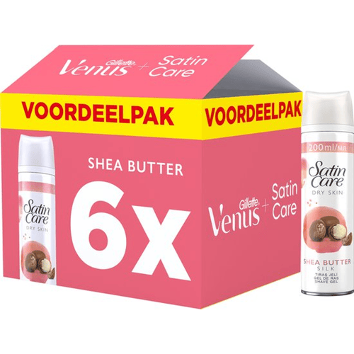 Satin Care Scheergel Voor Vrouwen - Shea Butter Silk - 6 x 200ml - Voor De Droge Huid