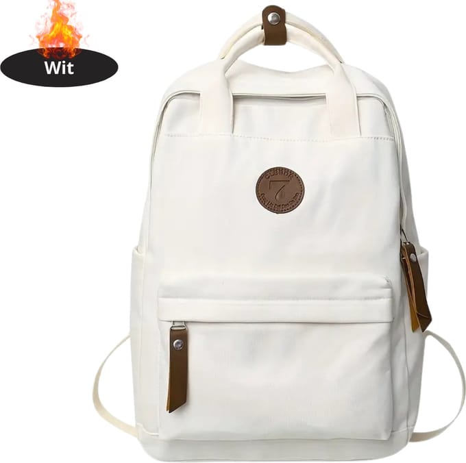 Nivard Rugzak - Dames - Heren - Meisje - Jongens - Backpack - Schooltas - Laptoptas - Creme