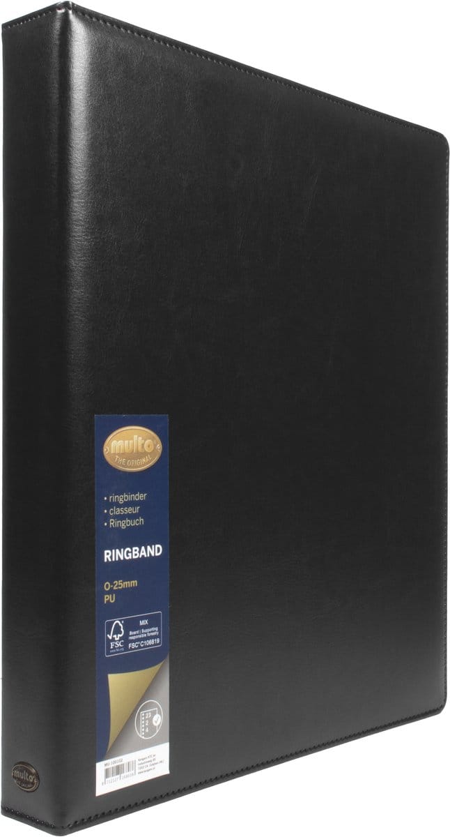 Multo ringband Hannibal - formaat A4 - 23-ring - 25mm ringhoogte - kunstleder - zwart