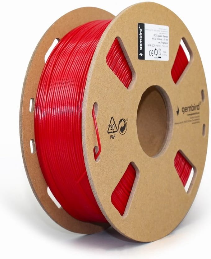 Gembird PETG (PET, PETT) filament - Red - 1.75mm ø - 1 kg