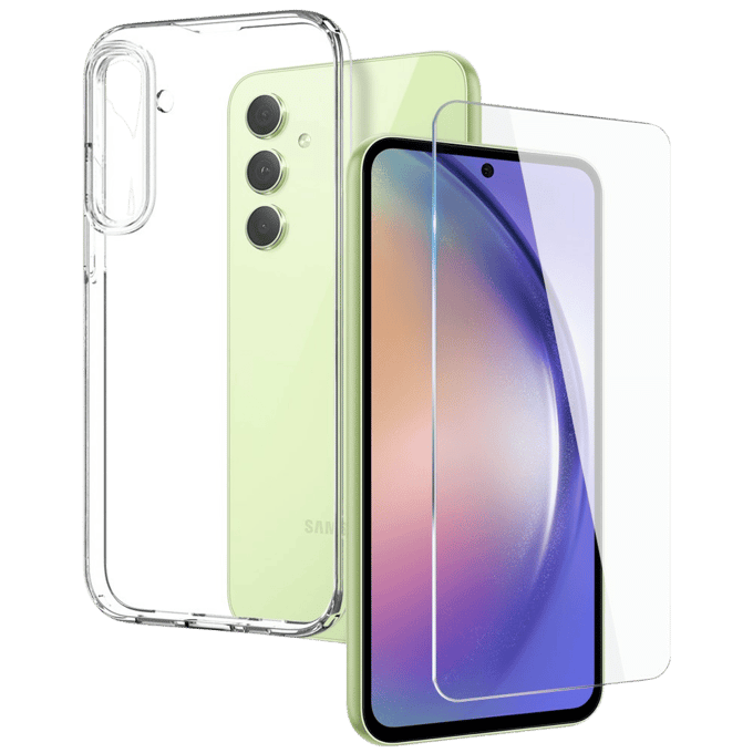 Northjo Samsung Galaxy A54 Hoesje en Screenprotector Transparant
