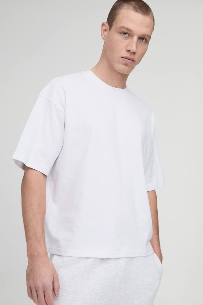 Essential Oversized Boxy Crew Neck T-Shirt | White | Size Small