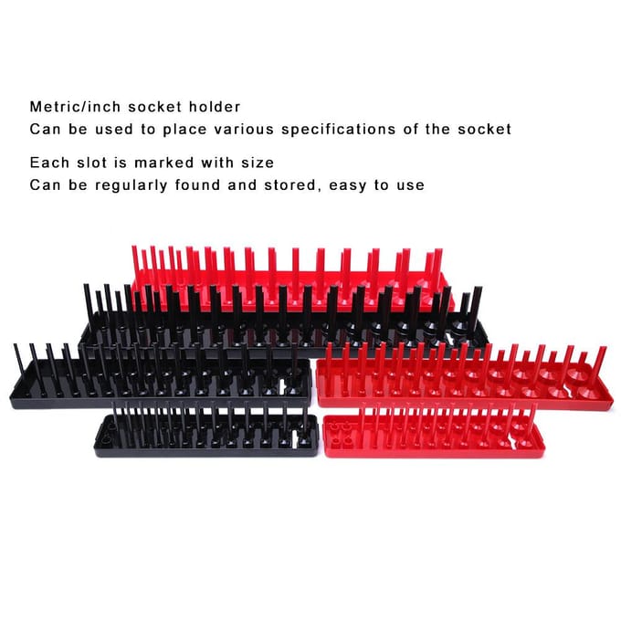 6 STuks MetrischInch Dophouder Organizer Multifunctioneel Plastic Dop Opbergrek Tray black