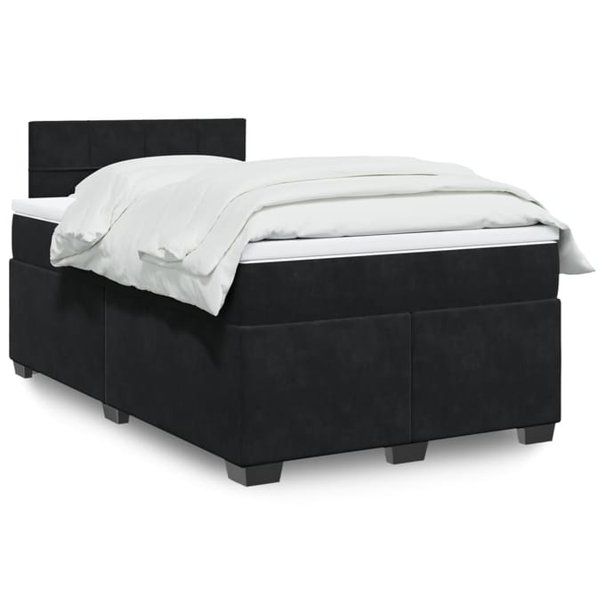 vidaXL - Boxspring - met - matras - fluweel - zwart - 120x190 - cm