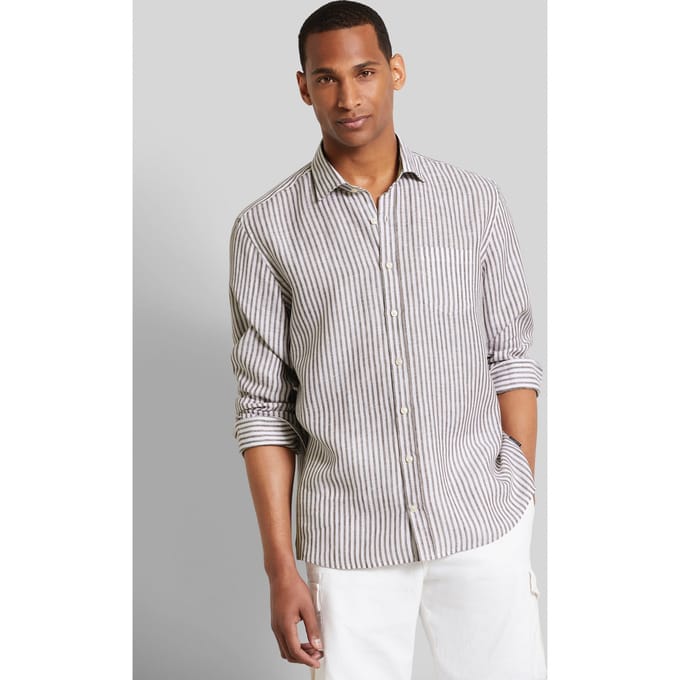 Bugatti Herren Casual overhemd van 100 % linnen