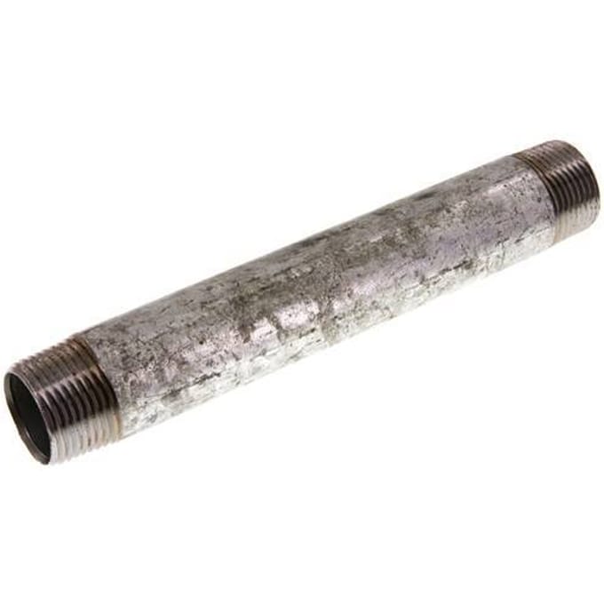 R 1'' Verzinkt Stalen Dubbele Pijpnippel 50 Bar DIN 2982 - 200mm [2 Stuks]
