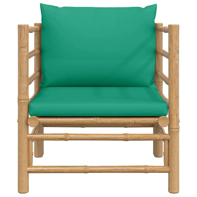 vidaXL - Tuinbank - met - kussens - bamboe - groen