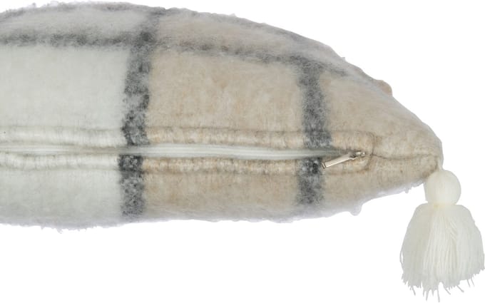 J-Line kussen Pompom - polyester - beige