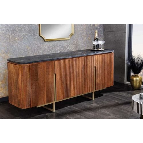 Dressoir mangohout met zwart marmer 160 cm