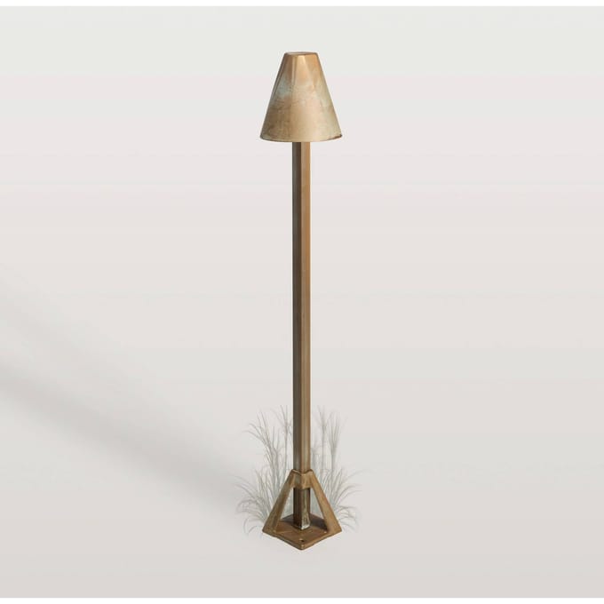 Moretti Luce LED sokkellamp Silva Disk, hoogte 50 cm, antiek messing