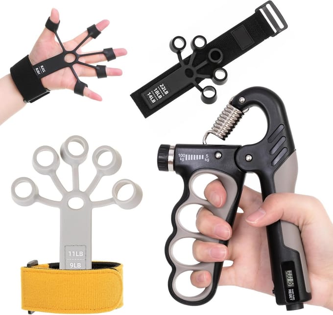 Verstelbare hand- en vingertrainer voor optimale grip- en krachttraining
