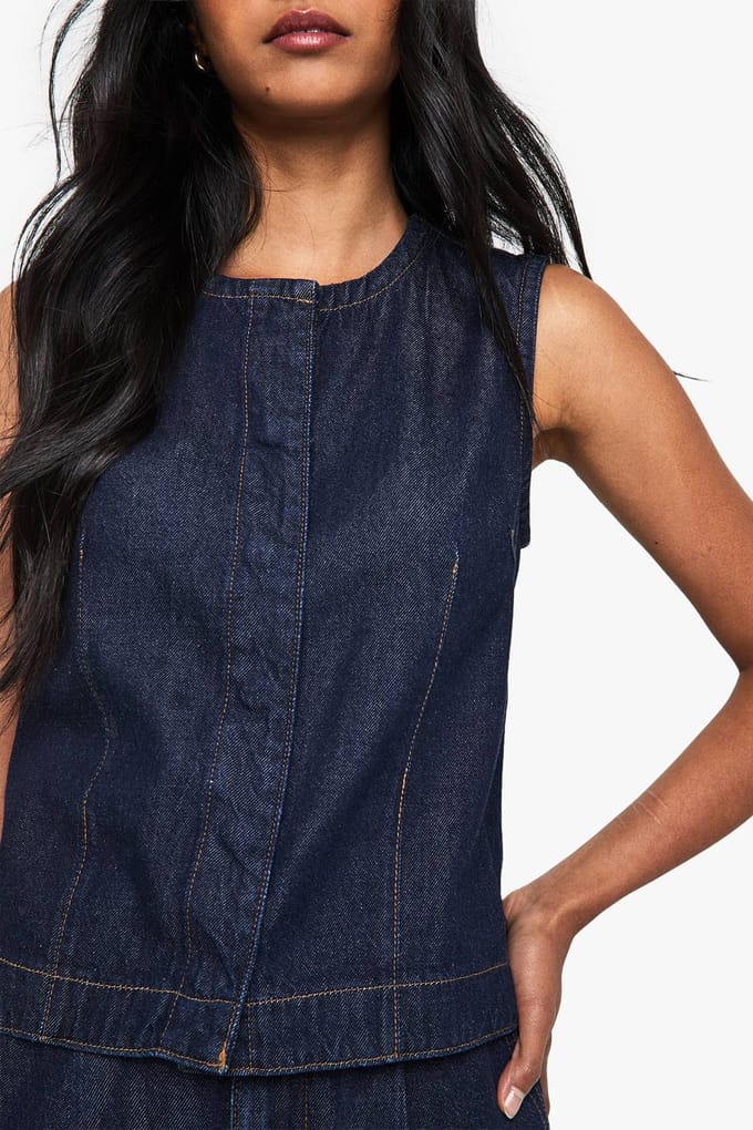 boohoo Dames Denim vest | Indigo | Maat: 8