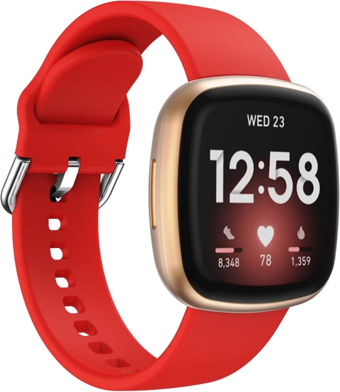 Siliconen bandje - geschikt voor Fitbit Versa 3 / Versa 4 / Sense / Sense 2 - rood