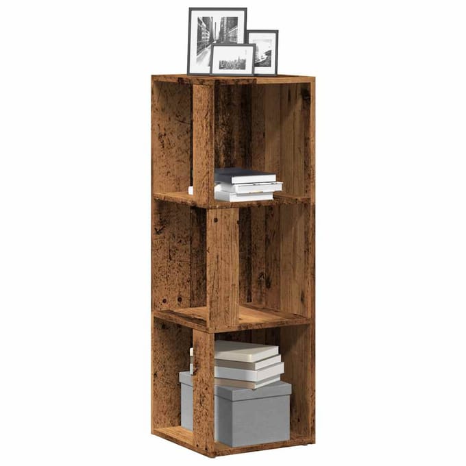 vidaXL - Hoekkast - 33x33x100 - cm - bewerkt - hout - oud - houtkleurig
