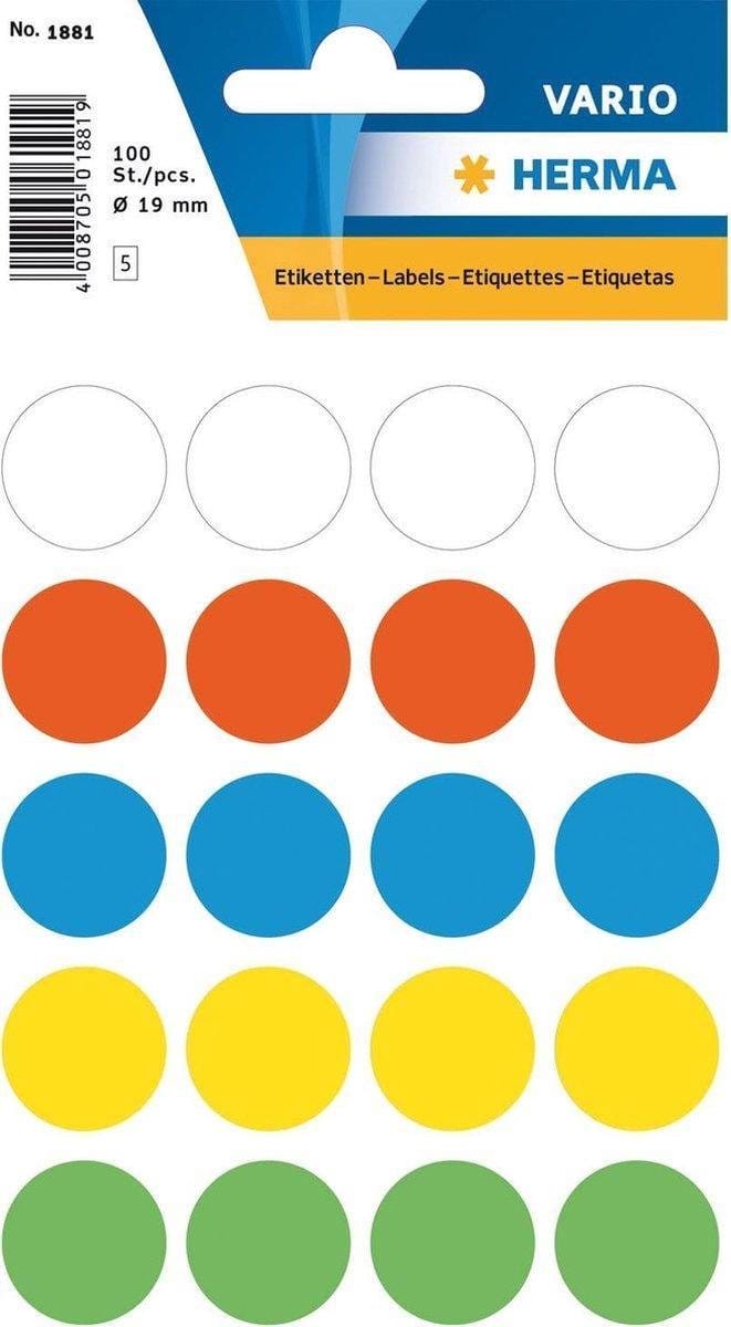Herma 1881 Etiket Rond 19mm Assorti