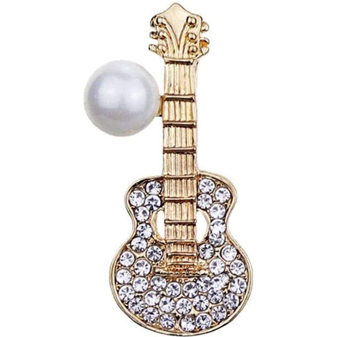 Broche exquise en perles de pipa nobles, accessoire de vêtement pour guitare, corsage, collier beige