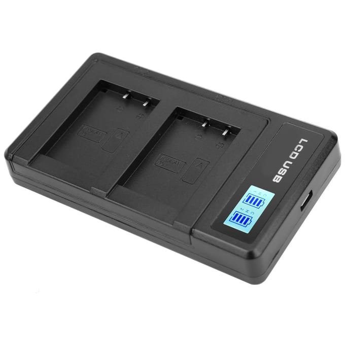 Chargeur de batterie portable pour appareil photo NPBX1, double chargeur USB avec écran LCD black