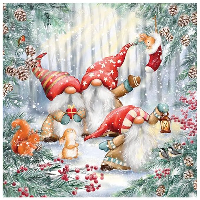 Lunch Servetten Gnomes snowy forest - Ambiente - 33x33 cm