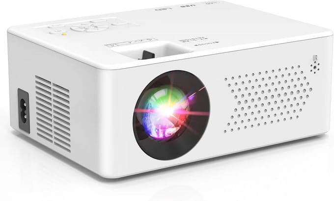 Draagbare Projector - Mini Beamer - Buitenfilms Kijken - Bluetooth 5.1 Geluid - 200 Inch Scherm - Wit