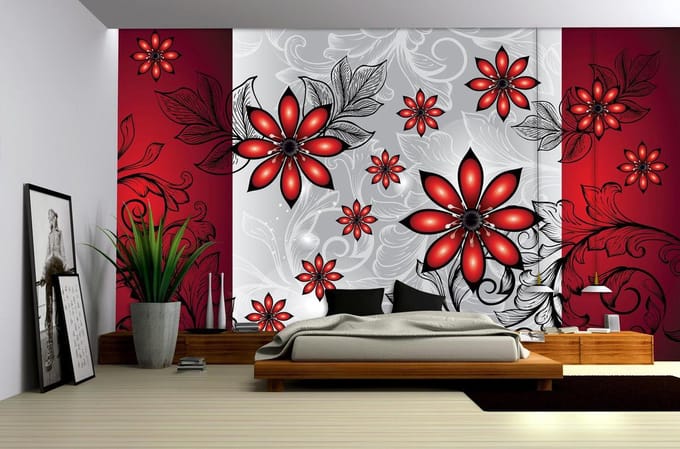 Flowers Floral Pattern Photo Wallcovering