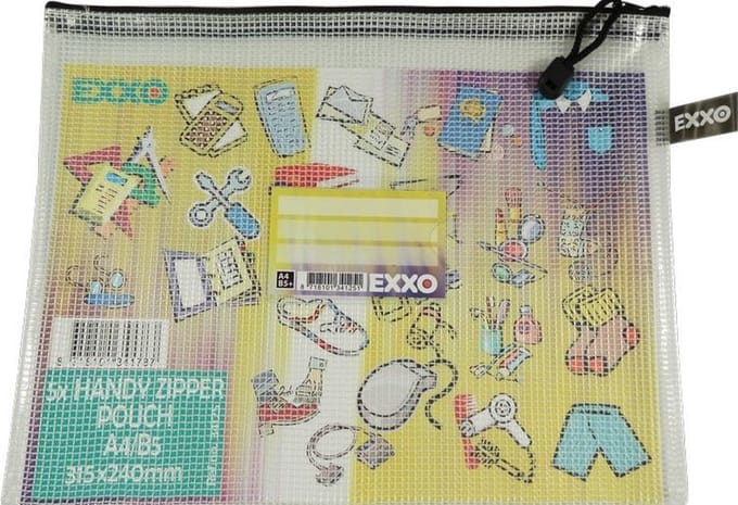 EXXO-HFP #34125 - A4 Opbergtas Handy; Multi-Purpose; Rits zwart; Pak @ 5 stuks