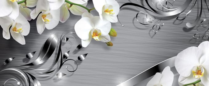 Pattern Flowers Orchids Photo Wallcovering