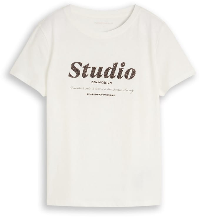 Tom Tailor Denim - T-shirt met print - Maat M - off white