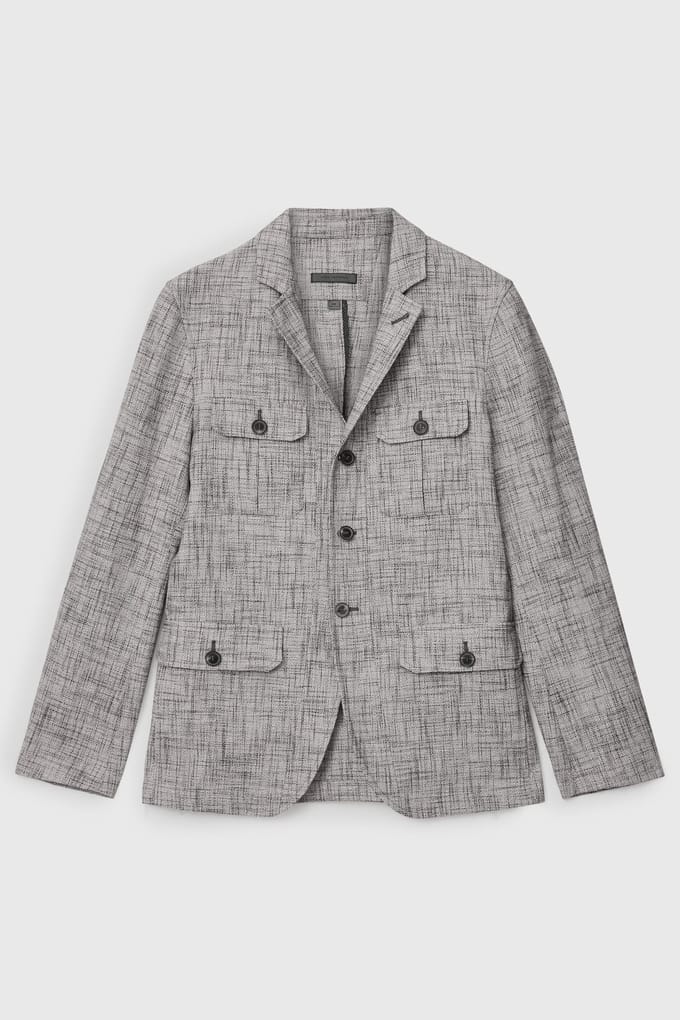 John Varvatos Notch Lapel Jacket With Front Panel And Hazelnut Taglia: 58 | Blazers Outlet | Uomo | Bianco