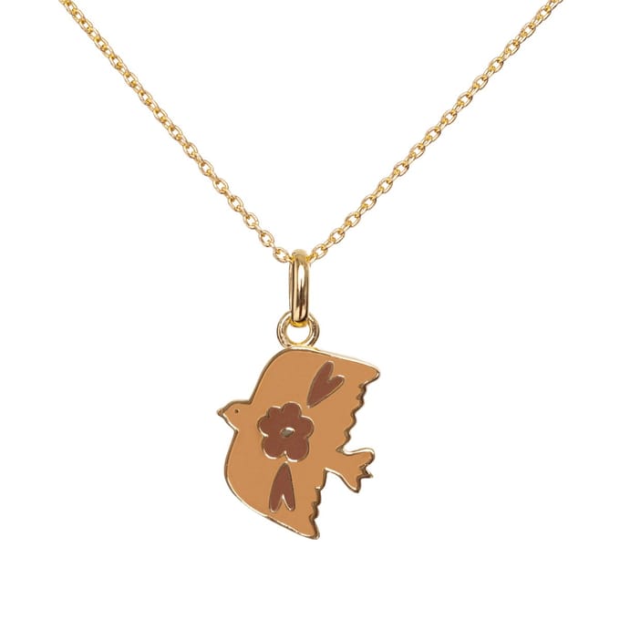Ketting - Vogel - Goldplated - Emaille - Kind - VanPauline - speciaal cadeau