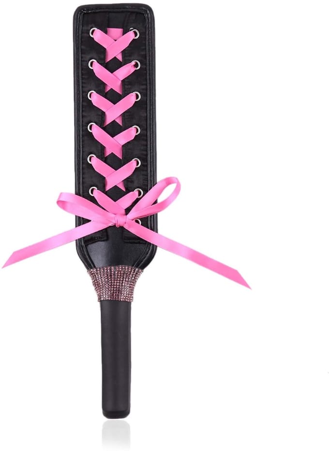 Smart Moves - Paddle - 36 cm Diamanten - Zwart met Roze Lint