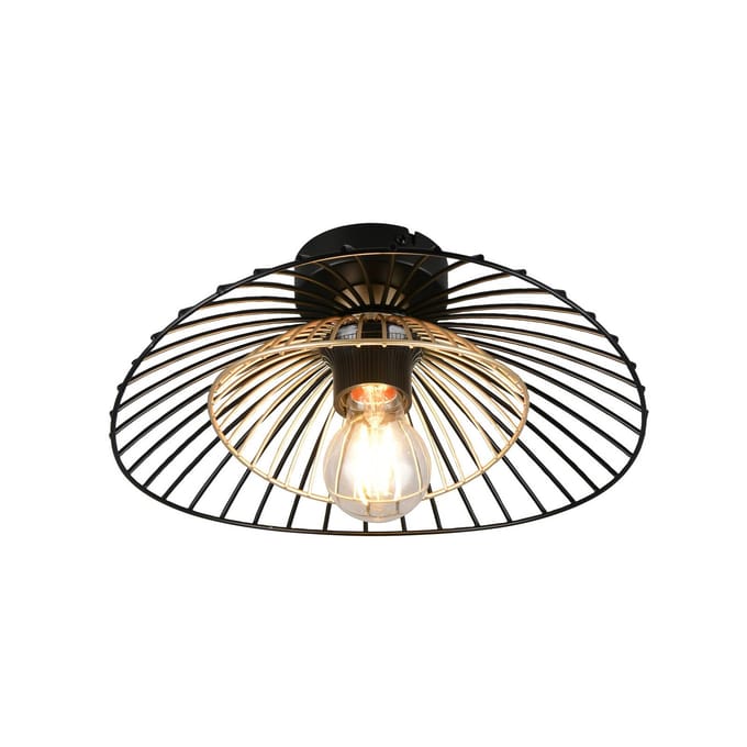 Reality Leuchten Plafondlamp Lauris, matzwart, Ø 30 cm, metaal, E27