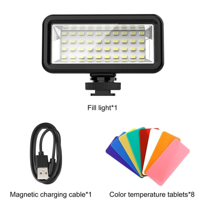 PULUZ PU631B Waterdichte Invullamp LED Duiklamp 6000K-6500K Kleurtemperatuur IPX8 Onderwater zwart